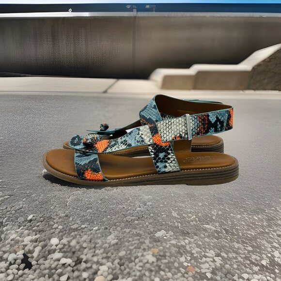 Franco Sarto Shoes Womens Size 9.5 M Snake Print Glenni Comfort Sandals T-Strap - Picture 2 of 11